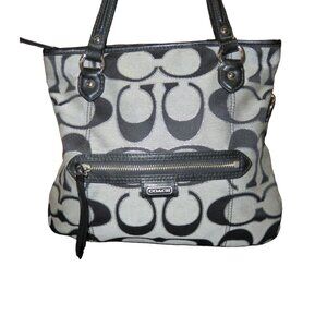 COACH 2013 Daisy Mia Signature C canvas & leather Black & Gray Metallic Satchel